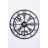 Gowpenart Vegvisir Metal Siyah Duvar Saati 1,5 Mm Kalınlık 40x40 Cm