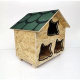Goxawee Kedi Kulubesi Dış Ortam Uygun Ahşap Kedi Evi Osb 58X58X40 cm