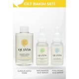 Göz Altı Canlandırıcı & Nemlendirici Cilt Bakım Seti | Glikolik Tonik, Göz Altı Kafein Serumu & Hyaluronik Asit Serum”