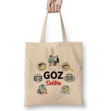 Göz Doktoru Bez Çanta Uzun Saplı - Açık Bej - 40 X 40