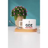 Göz Doktoru Hediye Ahşap Altlıklı Fincan - 1 Adet - 130 ml - Beyaz