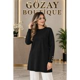 GÖZAY BOUTİQUE Kadın Çiçek Nakışlı Soğuk ip Merserize Tunik Oversize