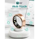 Gözcü Mobil Akıllı Yüzük Sağlık Egzersiz Takibi Adım Sayar Kalp Atışı Kan Basınç Oksijen Ölçer Su Takibi Adet Döngüsü Uyku Takibi Cihazı Suya Dayanıklı - Altın - 10