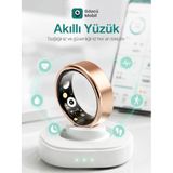 Gözcü Mobil Akıllı Yüzük Sağlık Egzersiz Takibi Adım Sayar Kalp Atışı Kan Basınç Oksijen Ölçer Su Takibi Adet Döngüsü Uyku Takibi Cihazı Suya Dayanıklı - Altın - 11