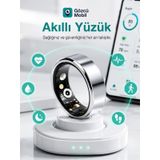 Gözcü Mobil Akıllı Yüzük Sağlık Egzersiz Takibi Adım Sayar Kalp Atışı Kan Basınç Oksijen Ölçer Su Takibi Adet Döngüsü Uyku Takibi Cihazı Suya Dayanıklı - Gümüş - 10