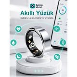 Gözcü Mobil Akıllı Yüzük Sağlık Egzersiz Takibi Adım Sayar Kalp Atışı Kan Basınç Oksijen Ölçer Su Takibi Adet Döngüsü Uyku Takibi Cihazı Suya Dayanıklı - Gümüş - 8