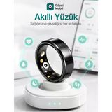 Gözcü Mobil Akıllı Yüzük Sağlık Egzersiz Takibi Adım Sayar Kalp Atışı Kan Basınç Oksijen Ölçer Su Takibi Adet Döngüsü Uyku Takibi Cihazı Suya Dayanıklı Siyah Renk