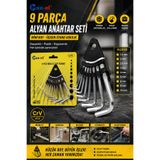 GÖZDE AKKURT 9 Parça Mini Alyan Anahtar Seti | Cr-V Krom Vanadyum Çelik | Üçgen Stand Askılı | 1.5-10 mm Altıgen Alyan Takımı | Bisiklet, Mobilya ve Tamir İşleri İçin