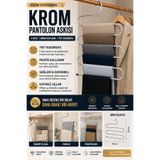 GÖZDE AKKURT Krom Pantolon Askısı 5 Katlı Paslanmaz Çelik Dolap İçi Yer Tasarruflu Pantolon Eşarp Şal Askılığı