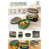 GÖZDE AKKURT Tek Katlı Bölmeli Beslenme Kutusu – Sızdırmaz Kapaklı, Kilitli, Çocuk ve Yetişkin Lunch Box – Yemek Saklama Kabı