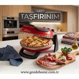 Gözdehome Erato Taşfırınım Doğal Taş Tabanlı Pizza Makinesi - Kırmızı - Taş Fırın - Açık Kırmızı