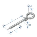 Gözlü Ağaç Vidası, Inox 316, 12x160mm