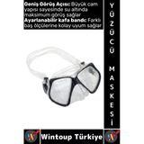 #Gözlük Konforlu Sızdırmaz Buğu Önleyici Temperli Cam Ayarlanabilir Deniz Dalış Yüzücü Maskesi Siyah