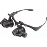 Gözlük Modeli 10X 15X 20X 25X Lens 2 LED Işıklı Büyüteç 9892G - Renkli