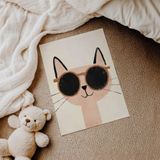 Gözlüklü Kedi Yüzü Çocuk Odası Duvar Posteri Çerçeveli Tablo Duvar Dekorasyonu - 21 x 30 - Çerçevesiz Poster