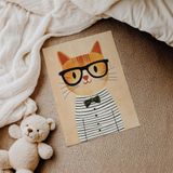 Gözlüklü Sarı Kedi Çocuk Odası Duvar Posteri Çerçeveli Tablo Duvar Dekorasyonu - 21 x 30 - Çerçevesiz Poster