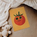 Gözlüklü Sevimli Domates Çocuk Odası Duvar Posteri Çerçeveli Tablo Duvar Dekorasyonu - 21 x 30 - Çerçevesiz Poster