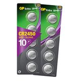 GP Batteries CR2450 (CR 2450 / DL2450 / ECR2450 / KCR2450) Boy Lityum Düğme Pil 3V, 10'lu Kart, Gri, BMW Anahtar – Led Lamba – Garaj Kapısı – Radio – Ölçü Cihazları