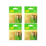 GP Batteries G-TECH Ultra Alkalin Kalın LR20 - D Boy 1.5V 4 Kart 8 Adet Pil