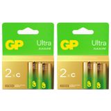 GP Batteries G-TECH Ultra Alkalin Orta LR14 - C Boy 1.5V 2 Kart 4 Adet Pil