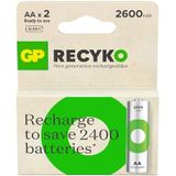 GP Batteries Recyko 2600 AA Kalem Ni-Mh Şarjlı Pil, 1.2 Volt, 2'li Kart
