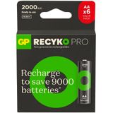 GP Batteries ReCyko Pro AA Kalem Ni-Mh Şarjlı Pil, 1.2 Volt, 6'lı Kart