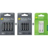 GP E211 USB Aa-Aaa Şarj Cihazı + Gp Recyko Pro 2000 Mah 4'lü Aa Kalem + Gp Recyko Pro 800 Mah 4'lü Aaa İnce Kalem Pil