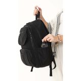 Gp Gues Polo Unisex Suya Dayanıklı Krinkıl Kumaş Çok Gözlü Laptop Okul ve Seyahat Sırt Çantası - Siyah