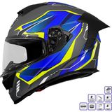 Gp Kompozit GP MY HELMET MKS001-EGBY Yarış Spoiler Güneş Vizörlü Şeffaf Full Face Motosiklet Kaskı - M - Standart - Çok Renkli