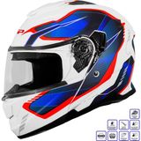 Gp Kompozit MKS007-EWBR Güneş Vizörlü Şeffaf Çene Açılır Motosiklet Kaskı - Çok Renkli