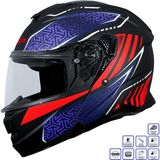 Gp Kompozit MKS007-RBBR Güneş Vizörlü Şeffaf Çene Açılır Motosiklet Kaskı - 2XL - Çok Renkli