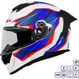 Gp Kompozit MKS008-EWBR Yarış Spoiler Güneş Vizörlü Şeffaf Full Face Motosiklet Kaskı - XL - Çok Renkli
