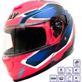Gp My Helmet MKS002-RBW Güneş Vizörlü Şeffaf Çene Açılır Motosiklet Kaskı Xl - Standart - Çok Renkli