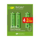 Gp Recyko 2600 Mah Aa Kalem 6'lı Şarjlı Pil 4+2 Paket