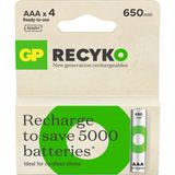 GP Recyko 650 mAh 1.2V AAA Boy NiMH İnce Şarjlı Pil 4'lü Kart