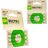 Gp Recyko 650 Mah R03 Aaa Şarjlı 4'lü Ince Kalem Pil