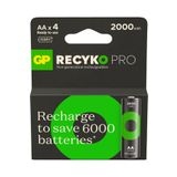 GP Recyko Pro 2000 mAh 1.2V AA Boy NiMH Kalem Şarjlı Pil 4'lü Kart