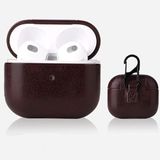 GPACK Airpods 3.Nesil uyumlu Kulaklık Kılıfı Suni Deri Kancalı Silikon SF9 Kahverengi Koyu