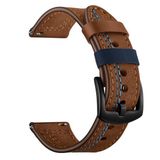 Gpack Amazfit GTS 3 Nubuk Deri Görünüm Dikişli KRD 19 Siyah Kordon
