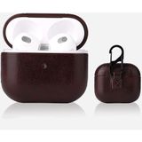 Gpack Apple Airpods 3.nesil Kılıf Suni Deri Kancalı Silikon Sf9 Kahverengi Koyu - Koyu Kahverengi