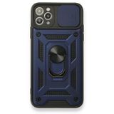 Gpack Apple iPhone 11 Pro Max Tank Aramid Sürgülü Vega Yüzüklü Nano Lacivert Kılıf