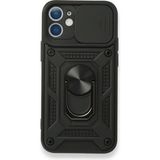 Gpack Apple iPhone 11 Tank Aramid Sürgülü Vega Yüzüklü Nano Siyah Kılıf