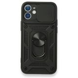 Gpack Apple iPhone 11 Tank Aramid Sürgülü Vega Yüzüklü Siyah Kılıf