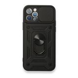 Gpack Apple iPhone 12 Pro Max Tank Aramid Sürgülü Vega Yüzüklü Kırmızı Kılıf