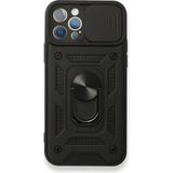 Gpack Apple iPhone 12 Pro Max Tank Aramid Sürgülü Vega Yüzüklü Nano Siyah Kılıf