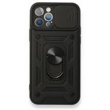 Gpack Apple iPhone 12 Pro Tank Aramid Sürgülü Vega Yüzüklü Kırmızı Kılıf