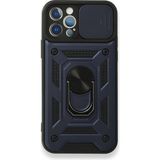 Gpack Apple iPhone 12 Pro Tank Aramid Sürgülü Vega Yüzüklü Lacivert Kılıf