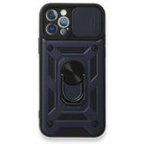 Gpack Apple iPhone 12 Pro Tank Aramid Sürgülü Vega Yüzüklü Nano Lacivert Kılıf