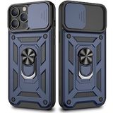 Gpack Apple İphone 13 Pro Sert Silikon Tank Aramid Sürgülü Vega Yüzüklü Kılıf
