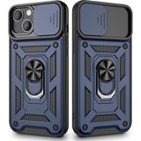 Gpack Apple iPhone 13 Tank Aramid Sürgülü Vega Yüzüklü Nano Lacivert Kılıf